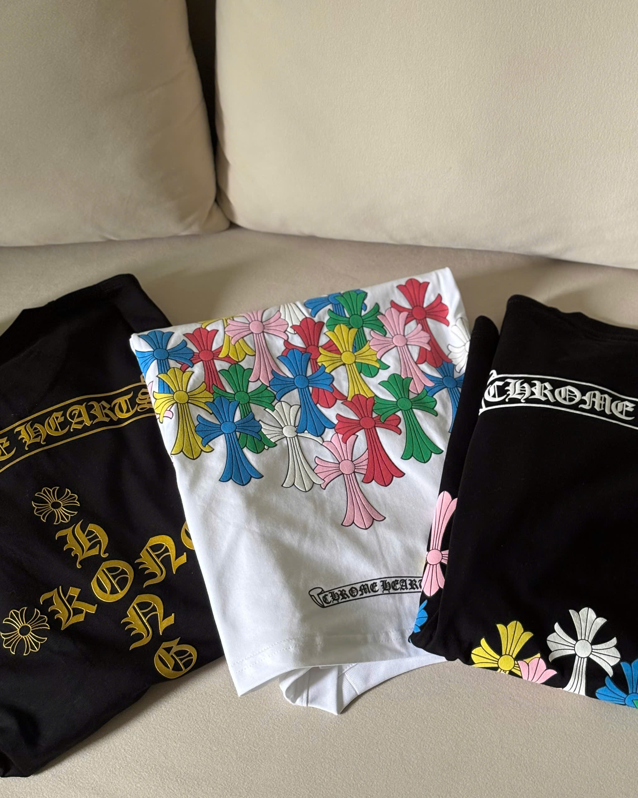 Áo Thun Chrome Hearts CH Multi Colour Cross (White) [Mirror Quality]