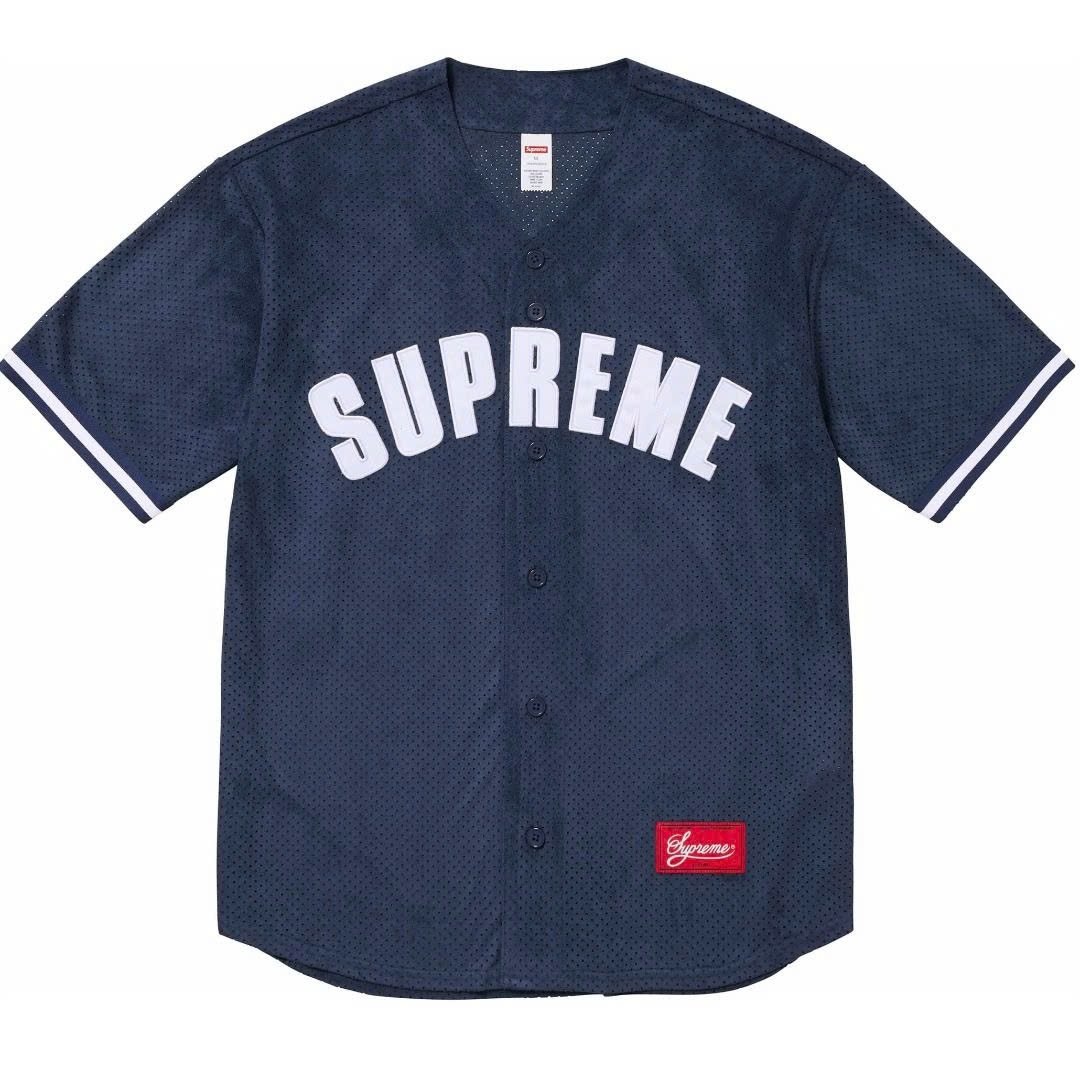 Áo Sơ Mi Supreme Ultrasuede Mesh Baseball Jersey (Navy) [Mirror Quality]