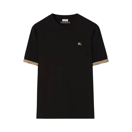 ÁO THUN BURBERRY CHECK-TRIM COTTON T-SHIRT(BLACK)