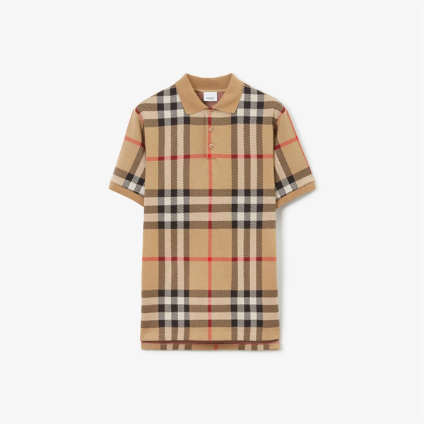 Áo Polo Burberry BBR Check Cotton Jacquard (Archive Beige) [Mirror Quality]