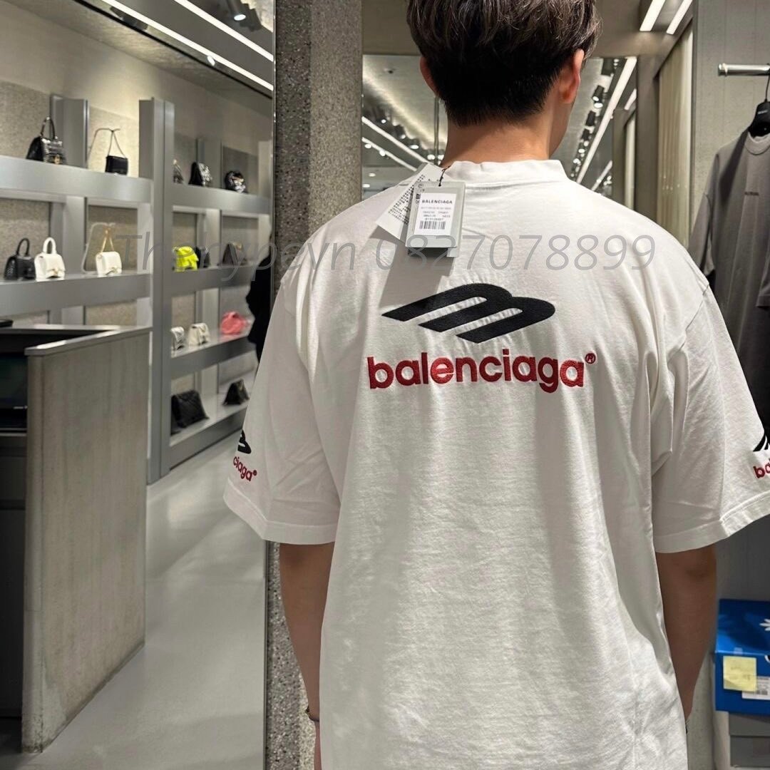 Áo Thun Balenciaga BLCG embroidered Logo 3B (WHite) [Mirror Quality]