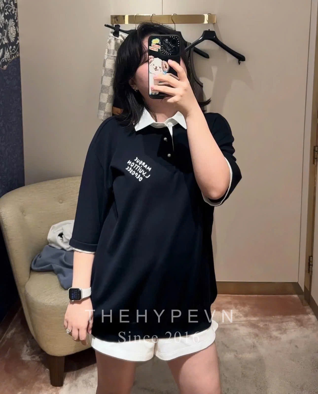 Áo Polo Louis Vuitton LV Embroidered Cotton Blend (Black) [Mirror Quality]