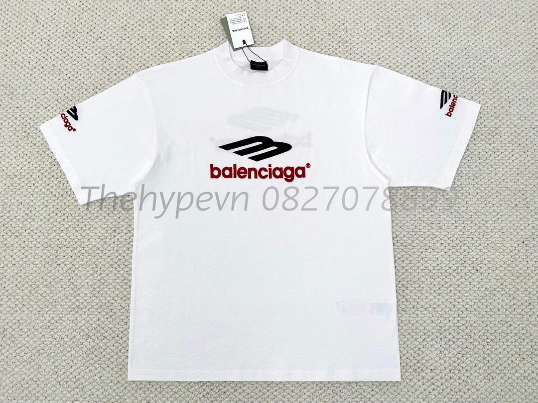 Áo Thun Balenciaga BLCG embroidered Logo 3B (WHite) [Mirror Quality]