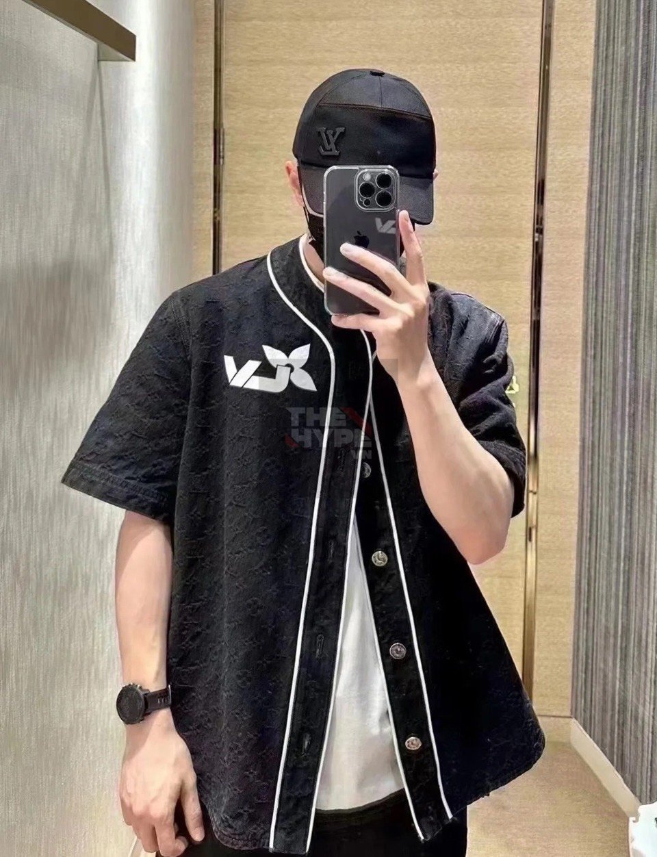 Áo Sơ Mi Louis Vuitton LV Baseball Racing Denim (Black) [Mirror Quality]