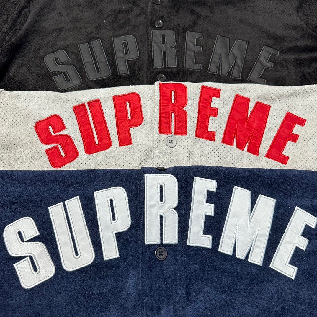 Áo Sơ Mi Supreme Ultrasuede Mesh Baseball Jersey (Navy) [Mirror Quality]