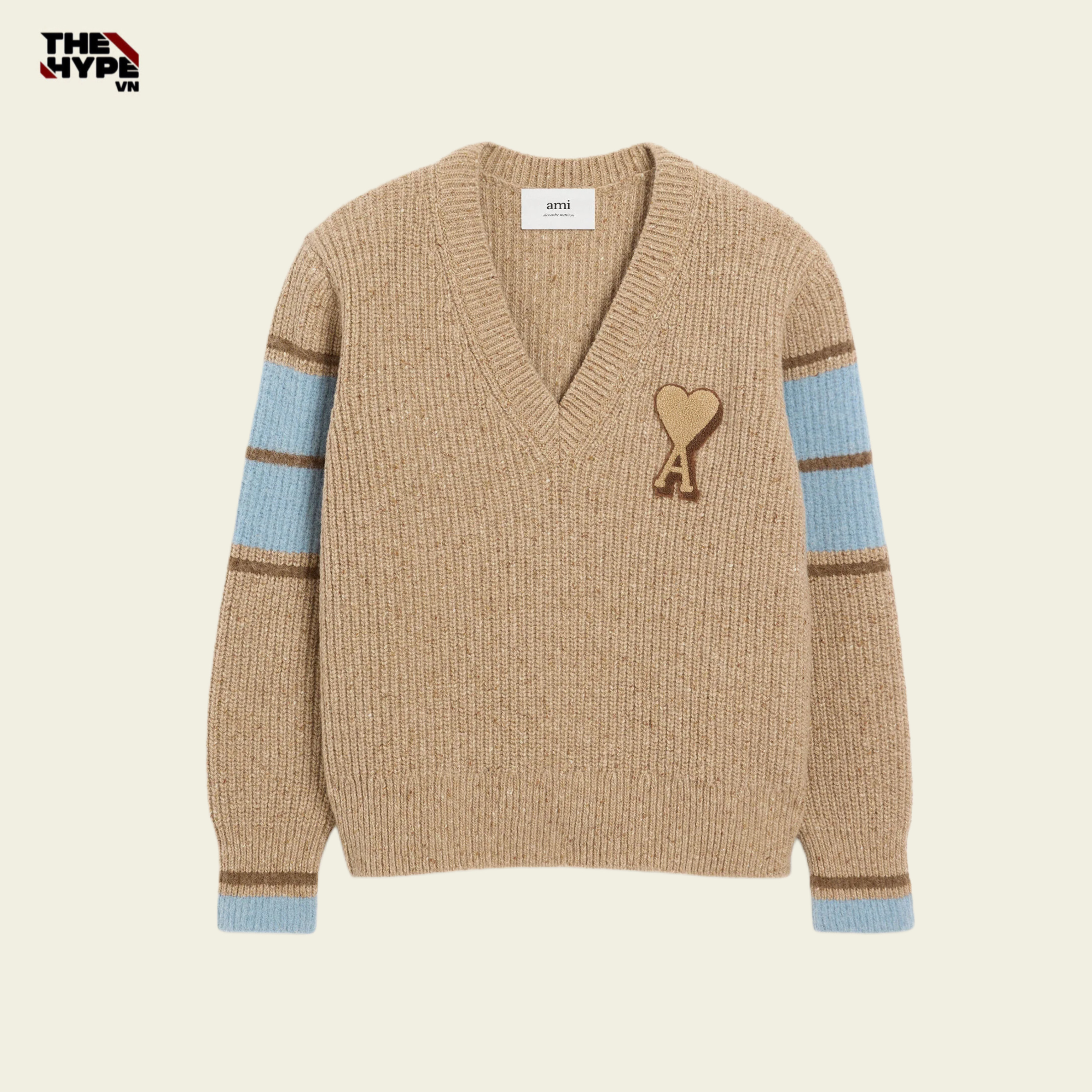 ÁO SWEATER AMI PARIS WOOL COLLEGE (BROWN)