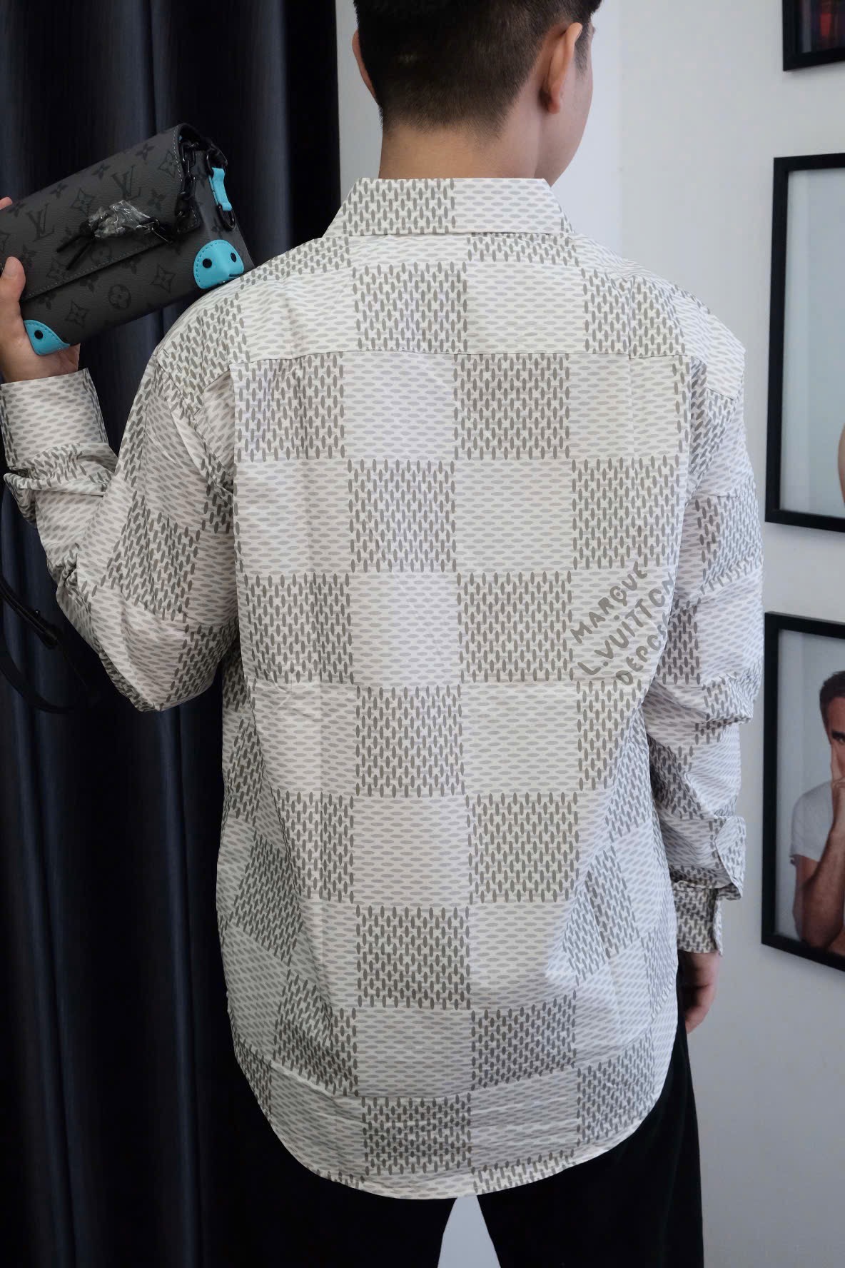 ÁO SƠ MI LOUIS VUITTON DAMIER MARQUE (WHITE)