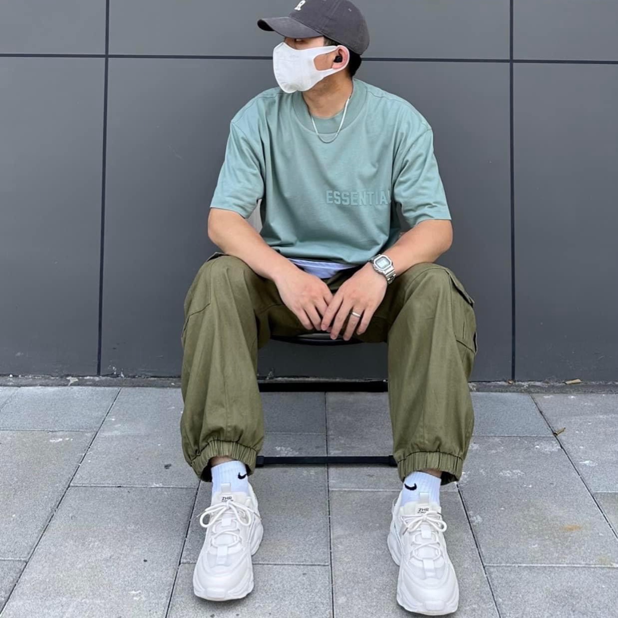 FOG TEE - Áo thun FOG Essentials Logo Suede SS23 (Haze Blue) [Mirror Quality]