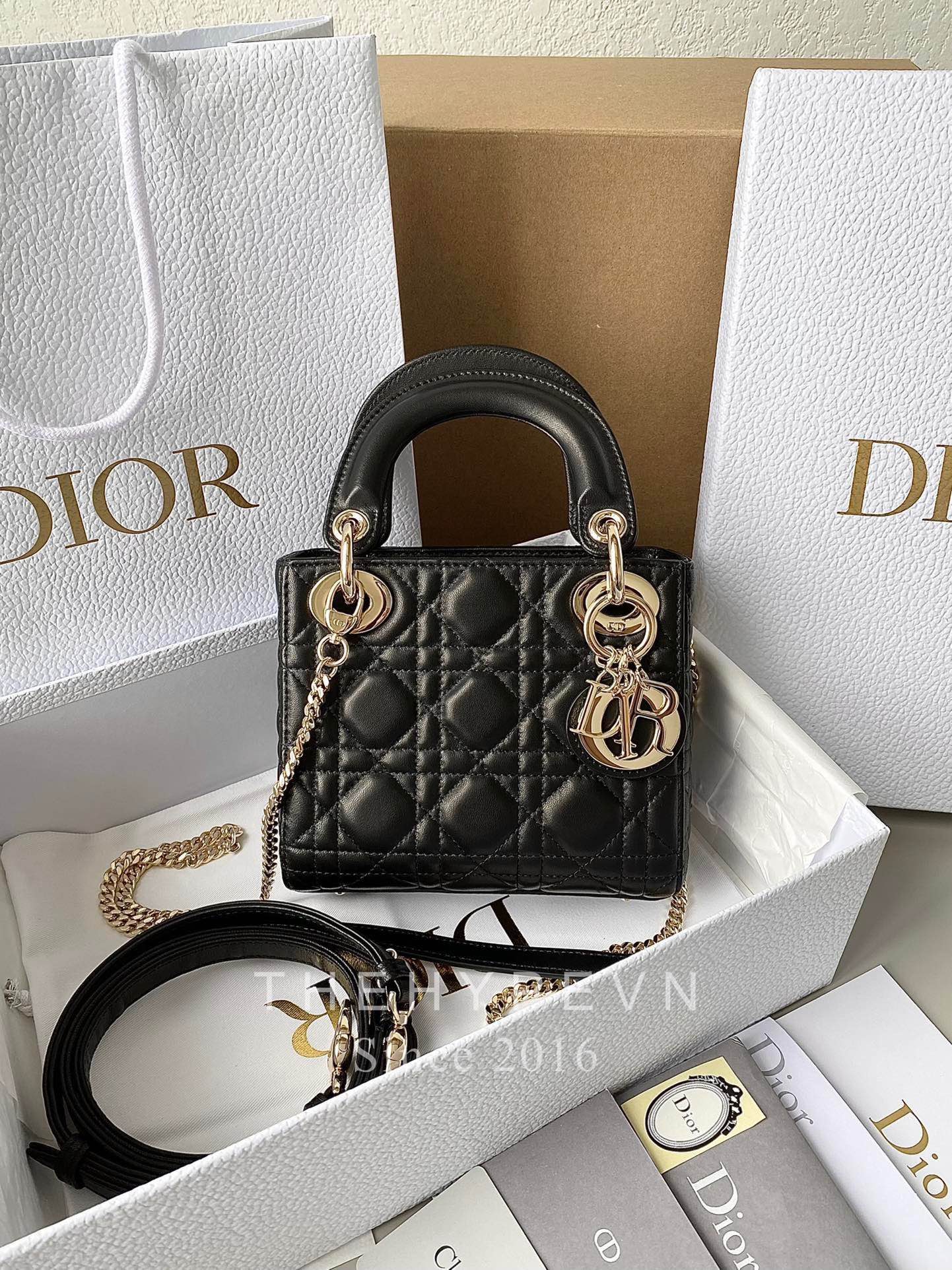 MINI LADY DIOR BAG CRAFTED IN BLACK LAMBSKIN (BLACK)