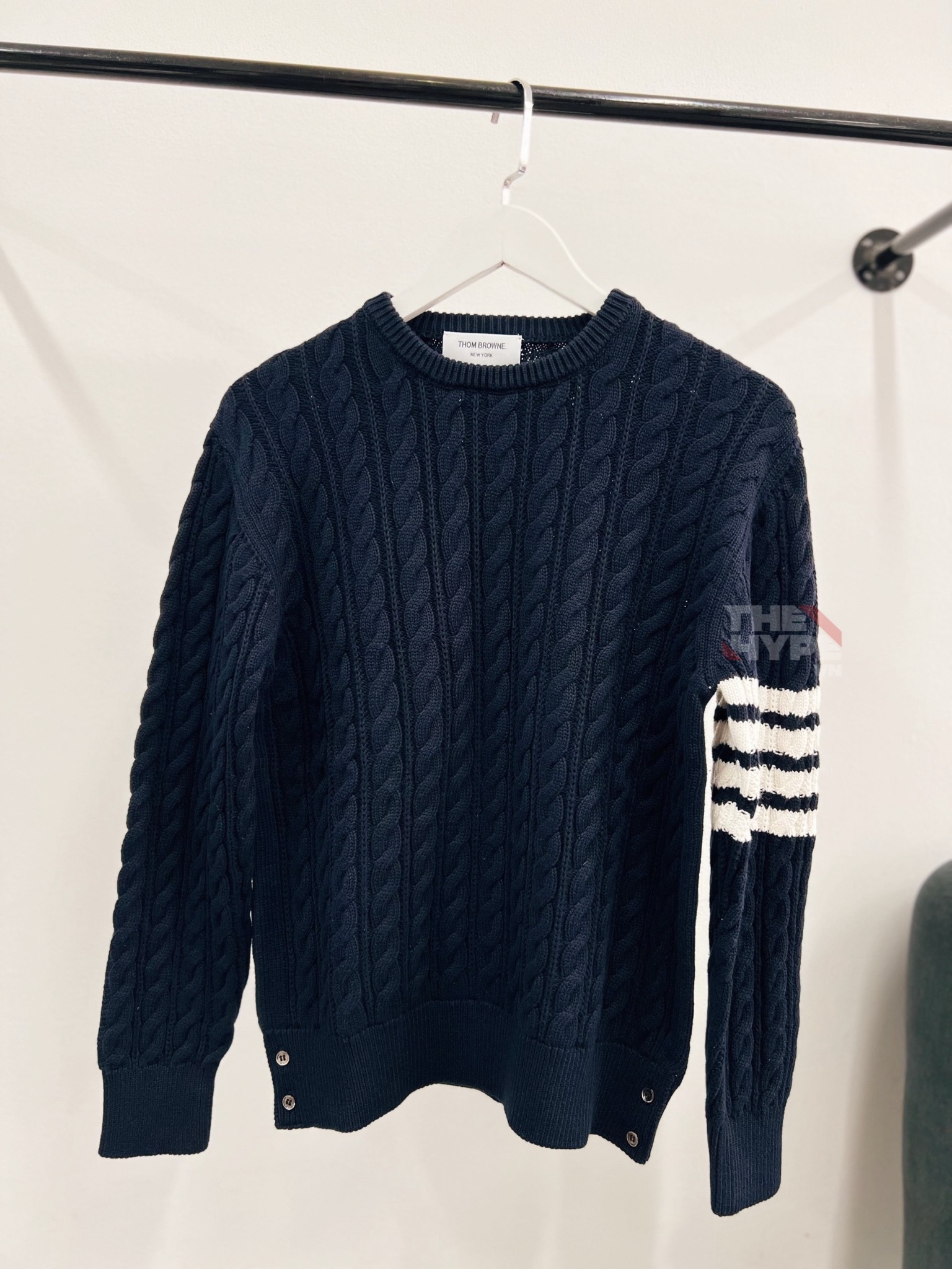 THOM BROWNE SWEATER - Áo TB 4-bar Cable Knit (Navy) [Mirror quality]
