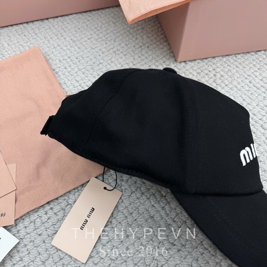 Mũ Lưỡi Trai Miu Miu Cotton Baseball Cap (Black) [Mirror Quality]
