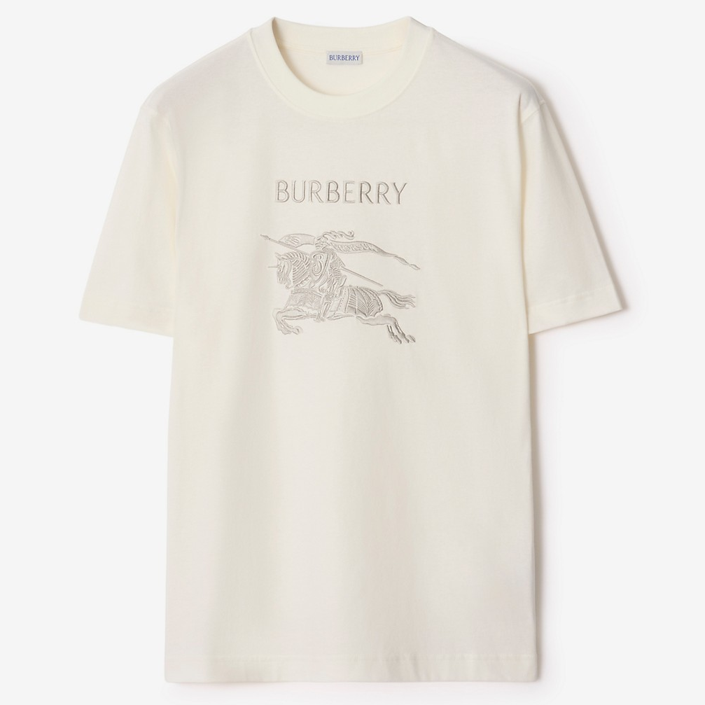 ÁO THUN BURBERRY KNIGHT LOGO COTTON (CHALK WHITE)