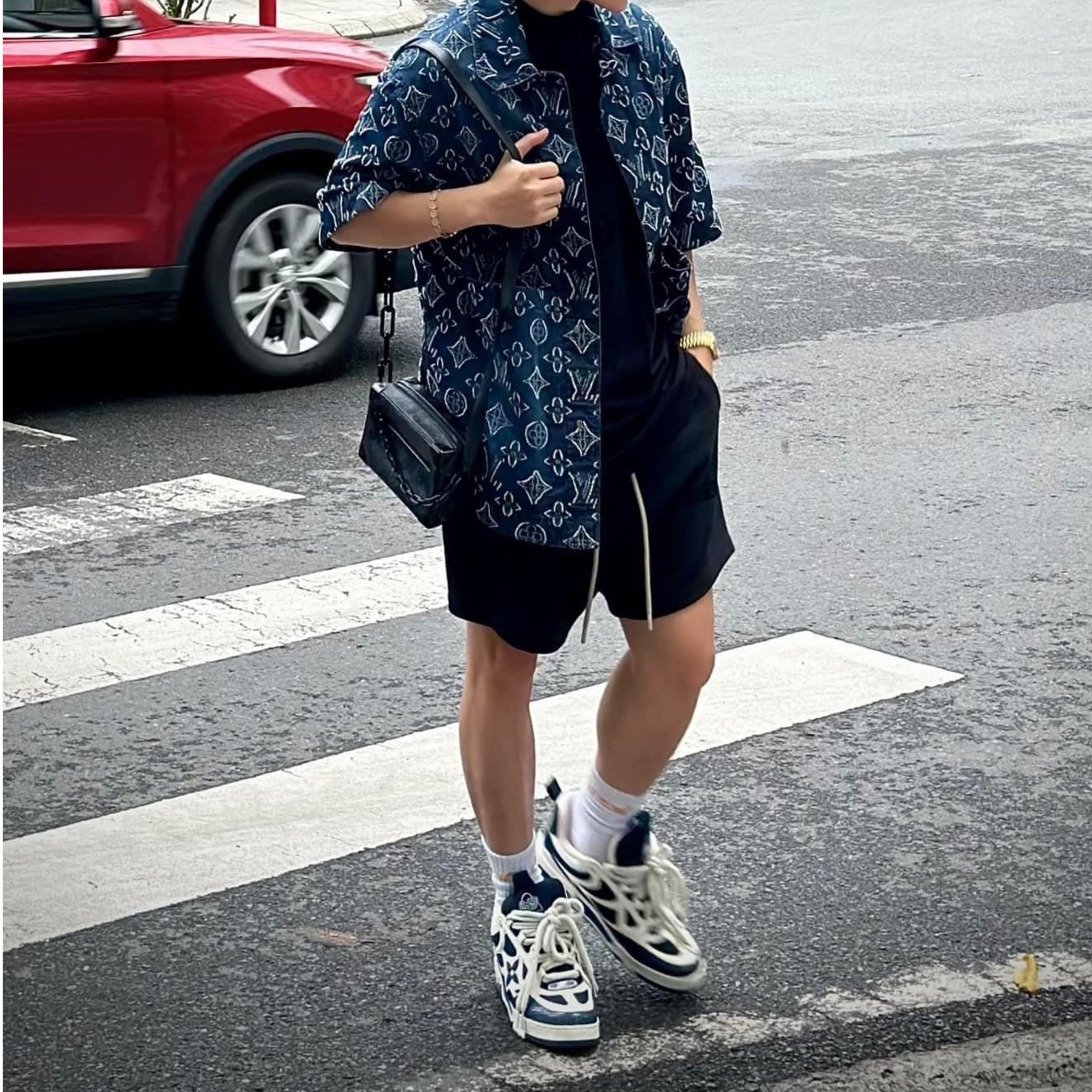 Áo Sơ Mi Louis Vuitton LV Flower Patterns Monogram (Blue) [Mirror Quality]