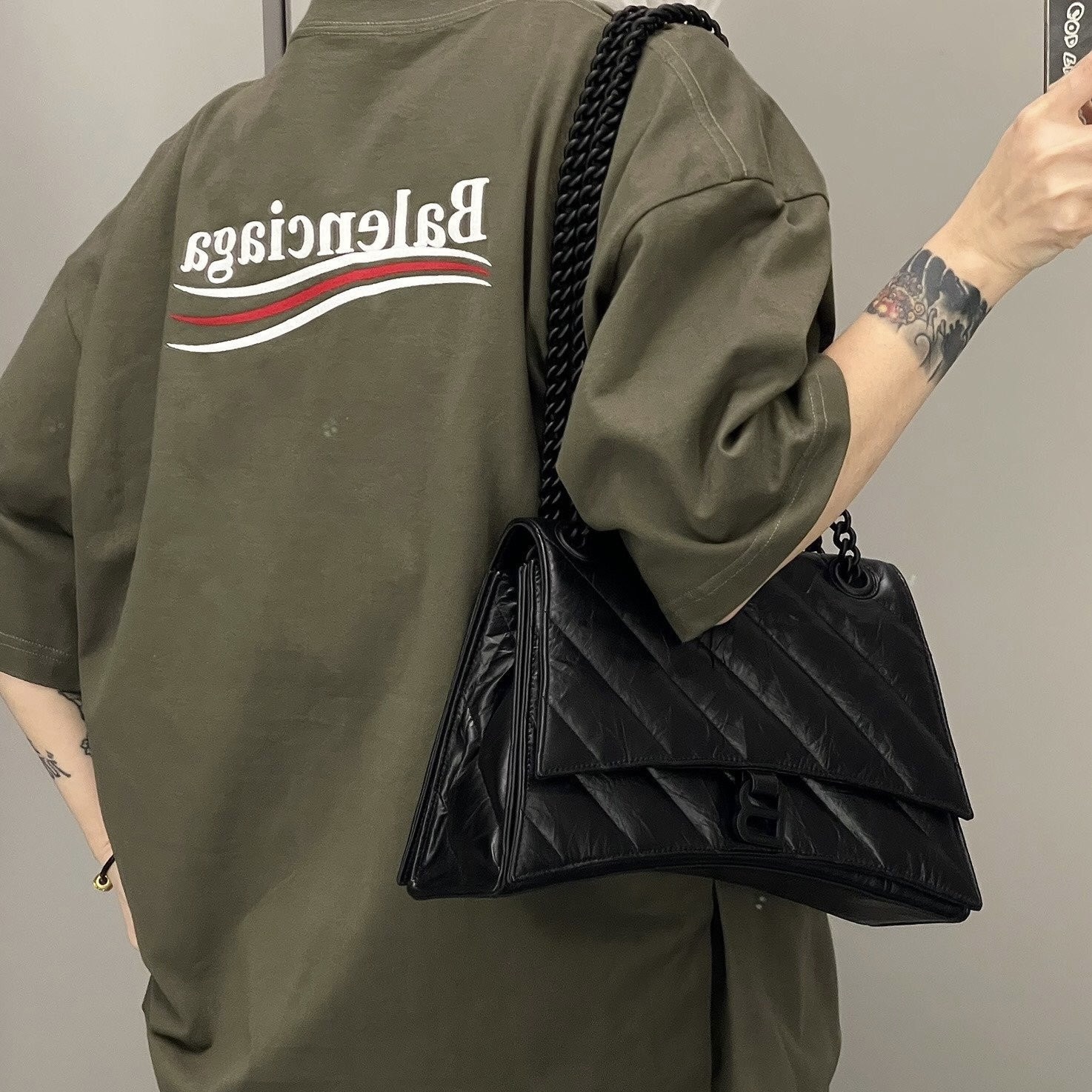 Áo Thun Balenciaga BLCG Political logo cotton (Green) [Mirror Quality]