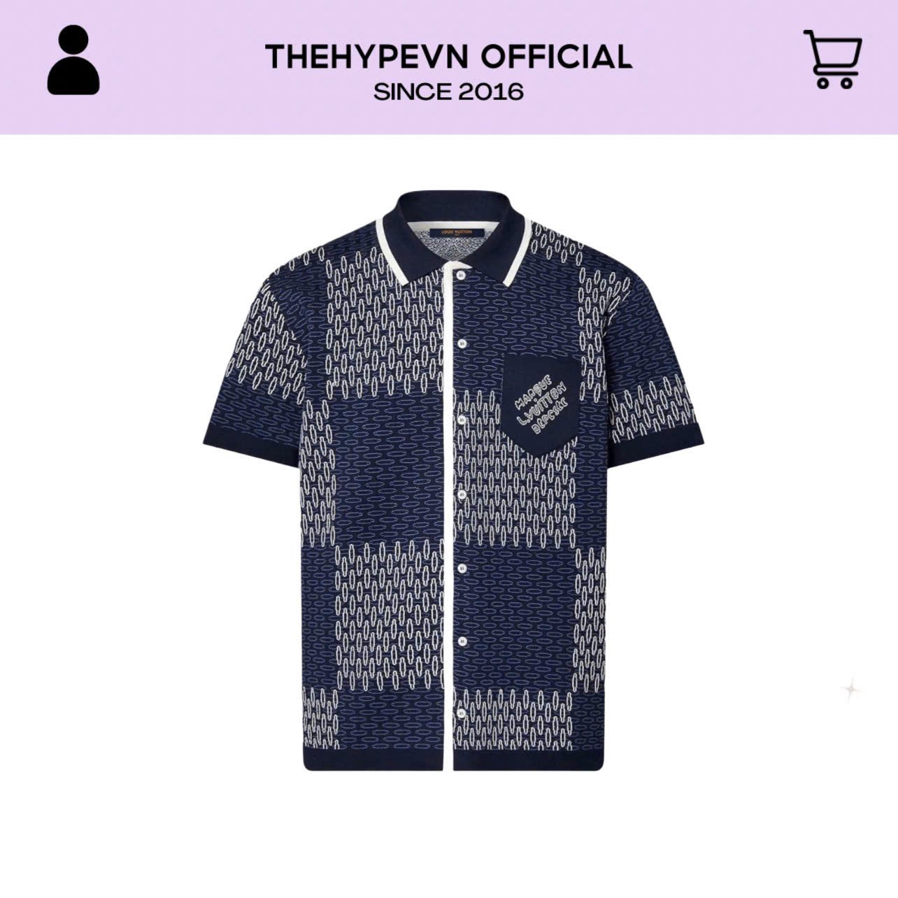 Áo Sơ mi Polo Louis Vuitton LV Damier Quilted Cotton (Navy) [Mirror Quality]