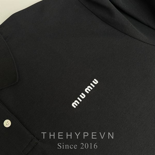 Áo Polo MiuMiu Cotton piqué (Black) [Mirror Quality]