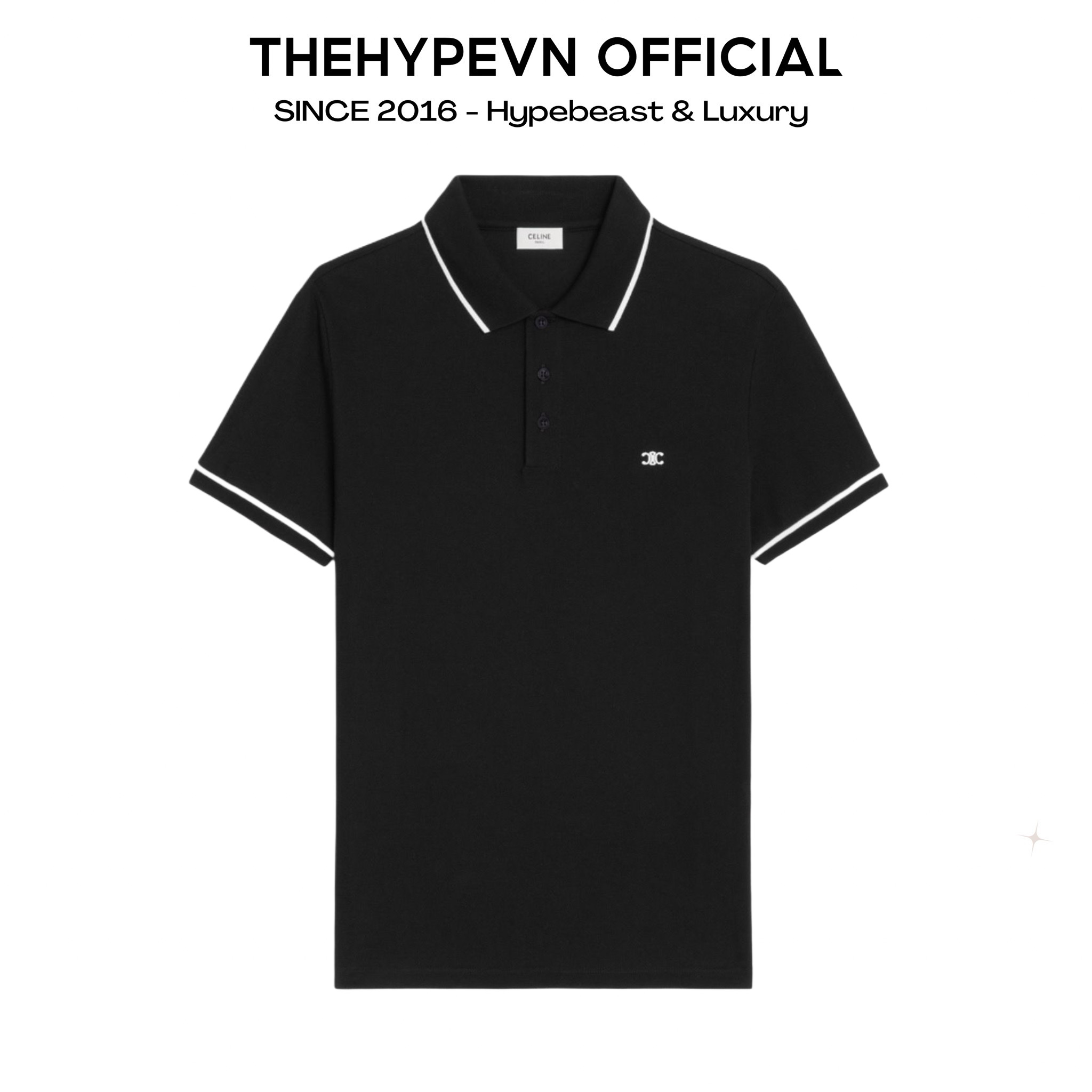 Áo Polo Celine Classic In Cotton Piqué (Black) [Mirror Quality]