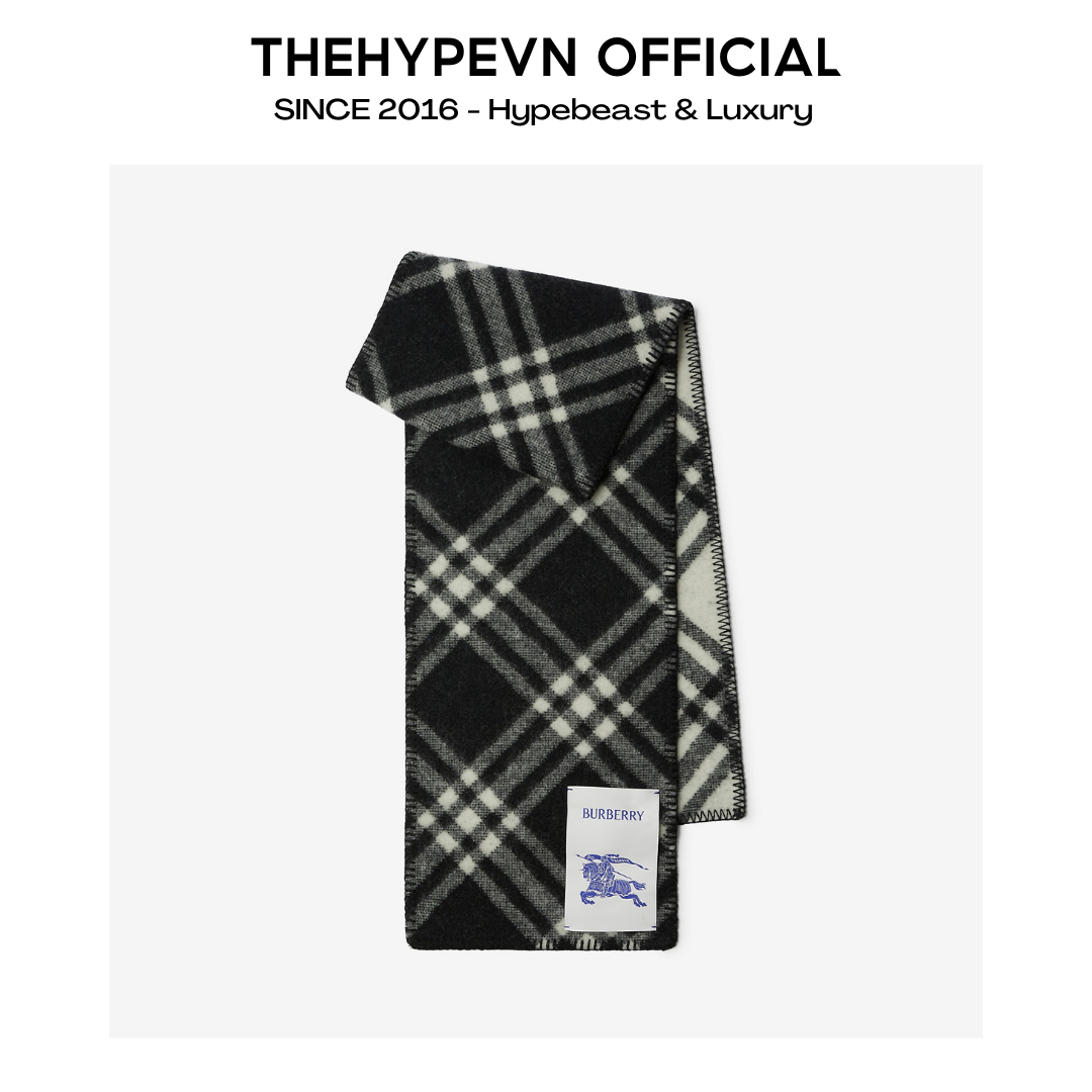 KHĂN BURBERRY BBR CHECK WOOL SCARF (BLACK)
