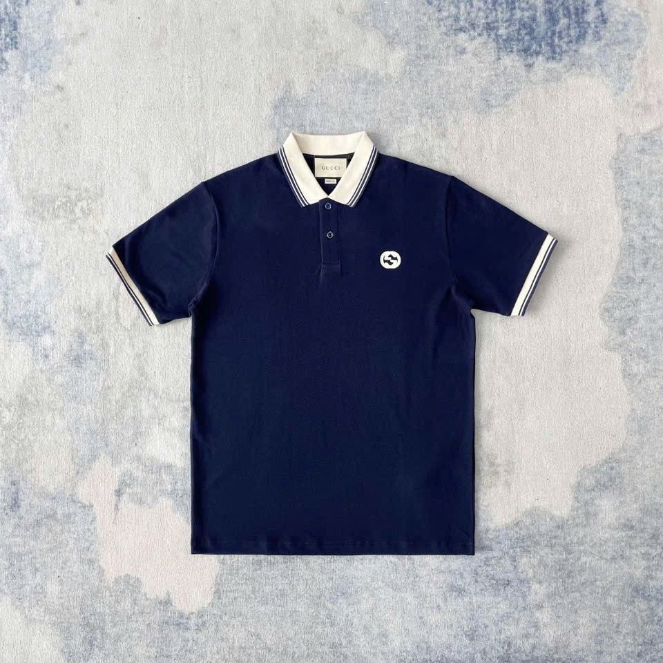 Áo Polo Gucci GC With Interlocking G (Navy) [Mirror Quality]