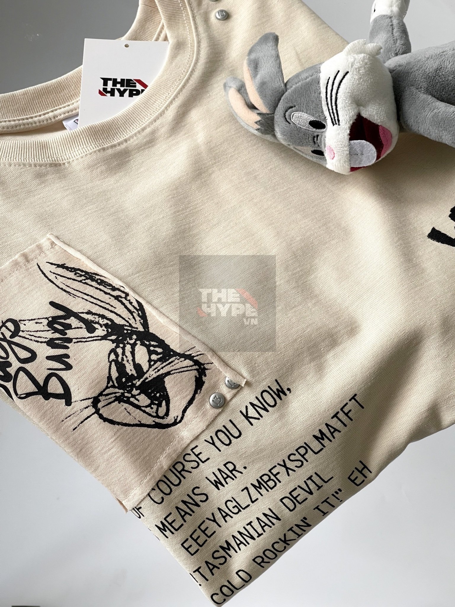Áo 13De Marzo x LOONEY TUNES Bugs Bunny Sketch Moonbeam (Cream) Best Quality
