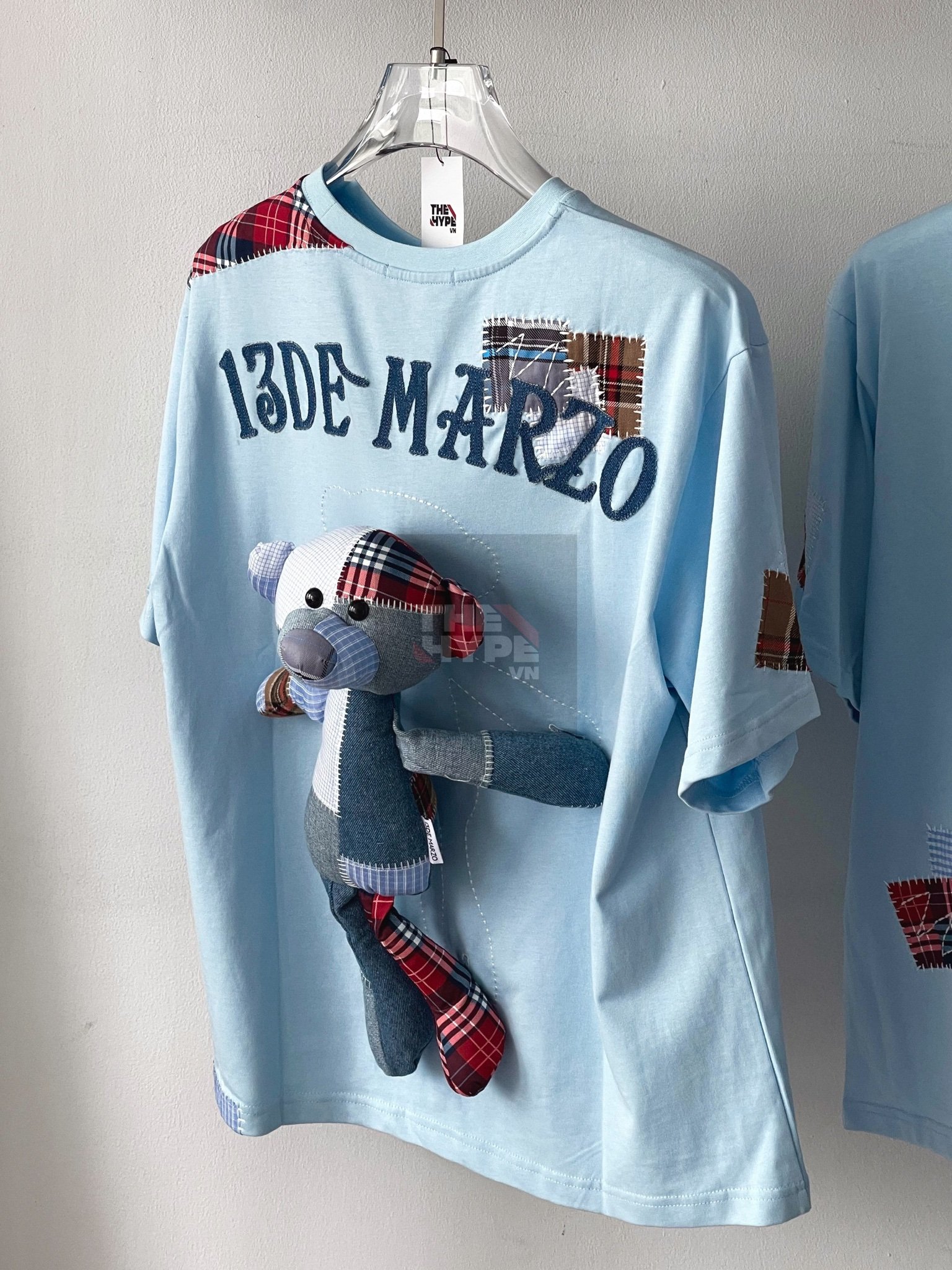 13DE MARZO TEE - Áo Thun Bear Patch Suture Denim (Blue) Best Quality