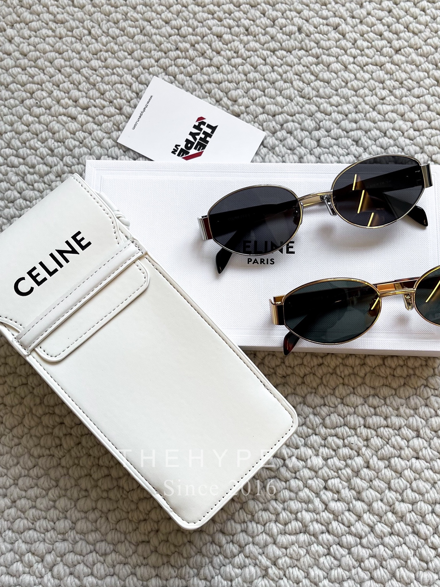 CELINE SUNGLASS - Kính râm Celine Triomphe Oval Frame METAL 01 SUNGLASSES (GOLD / GREEN) [Mirror Quality]