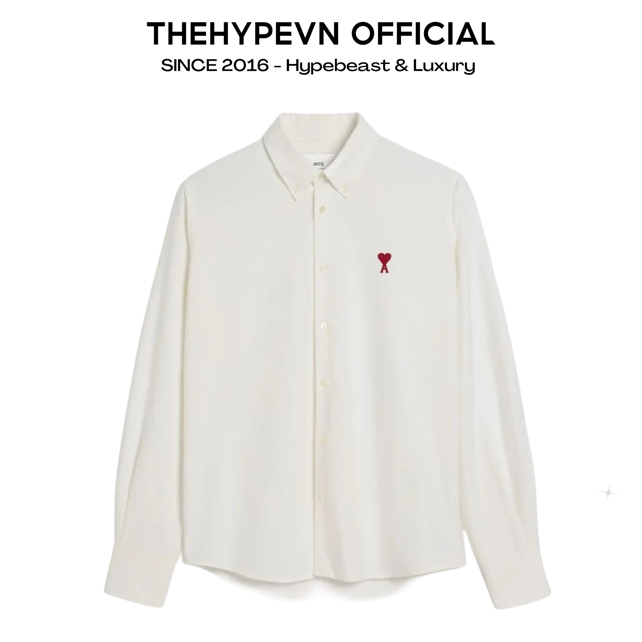 ÁO SƠ MI AMI PARIS HEART LONG SLEEVE (WHITE)