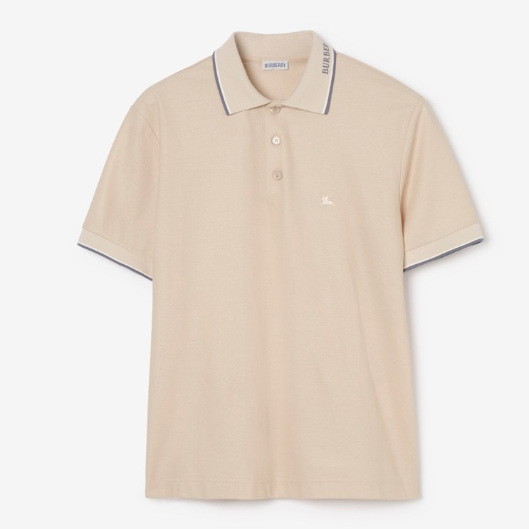 ÁO POLO BURBERRY BBR LOGO COLLAR (BEIGE)