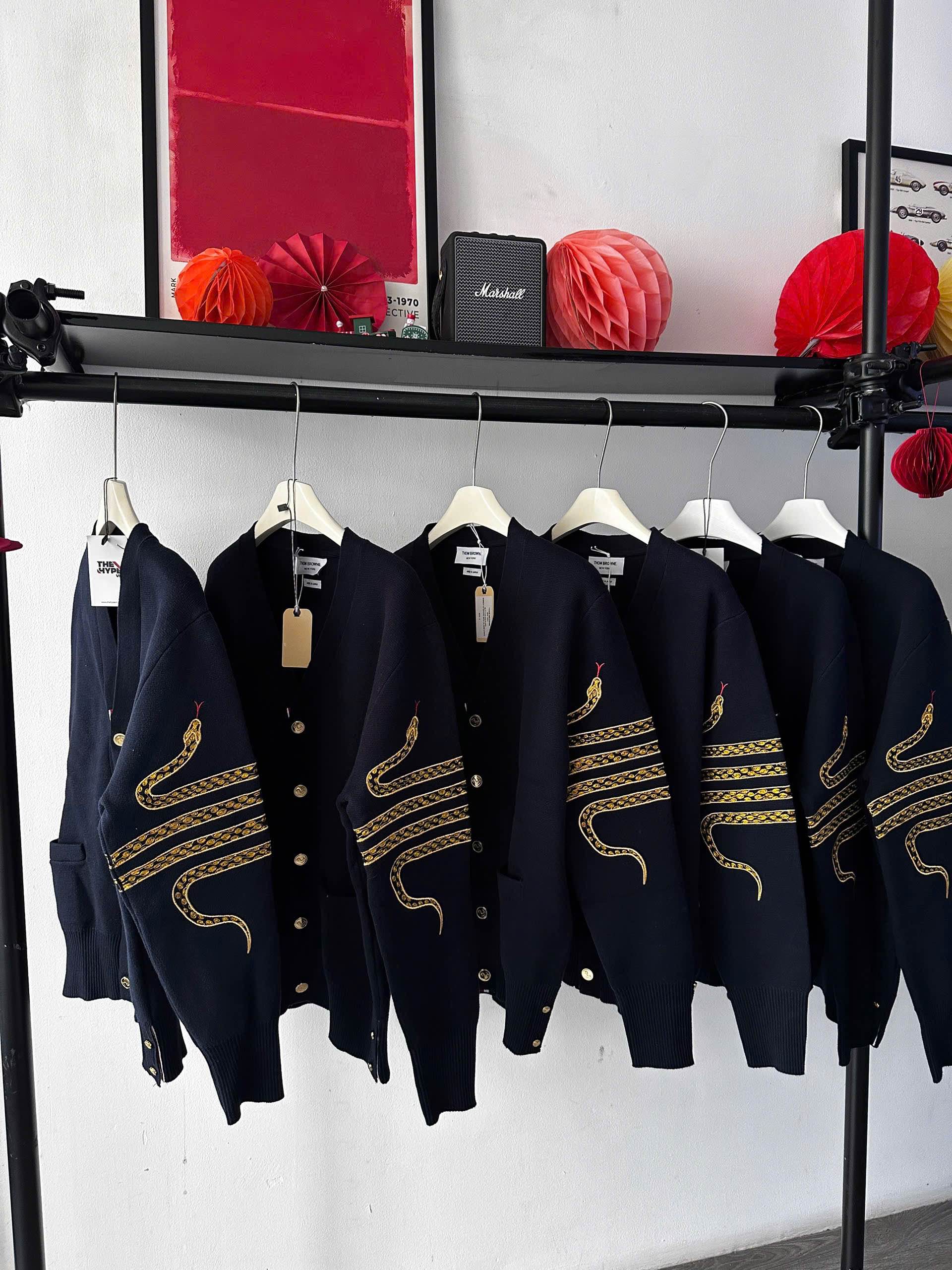 CARDIGAN THOM BROWNE SNAKE 4-BAR (NAVY)