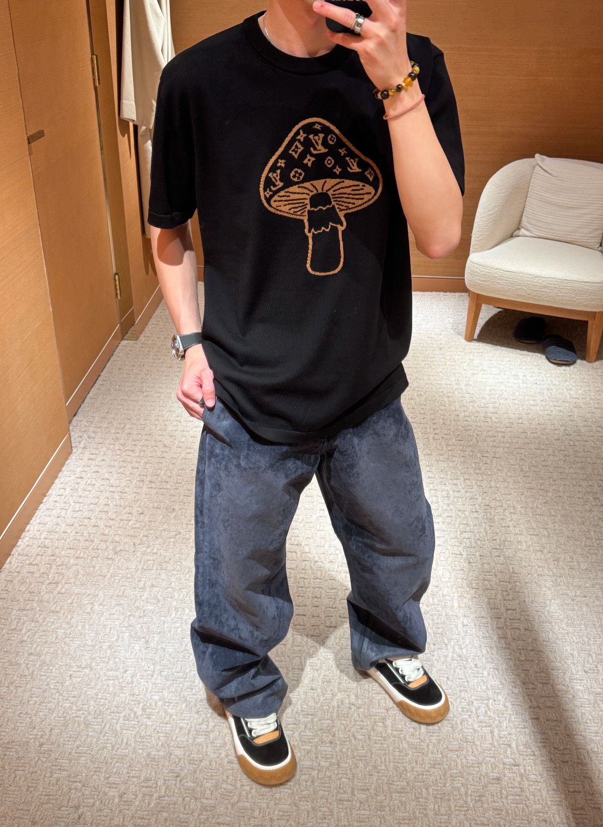 ÁO THUN LOUIS VUITTON MUSHROOM (BLACK)