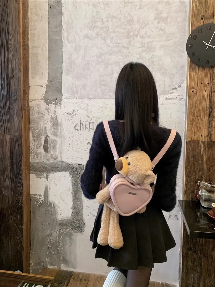 Backpack 13De Marzo Bear Heart (Pink) Best Quality