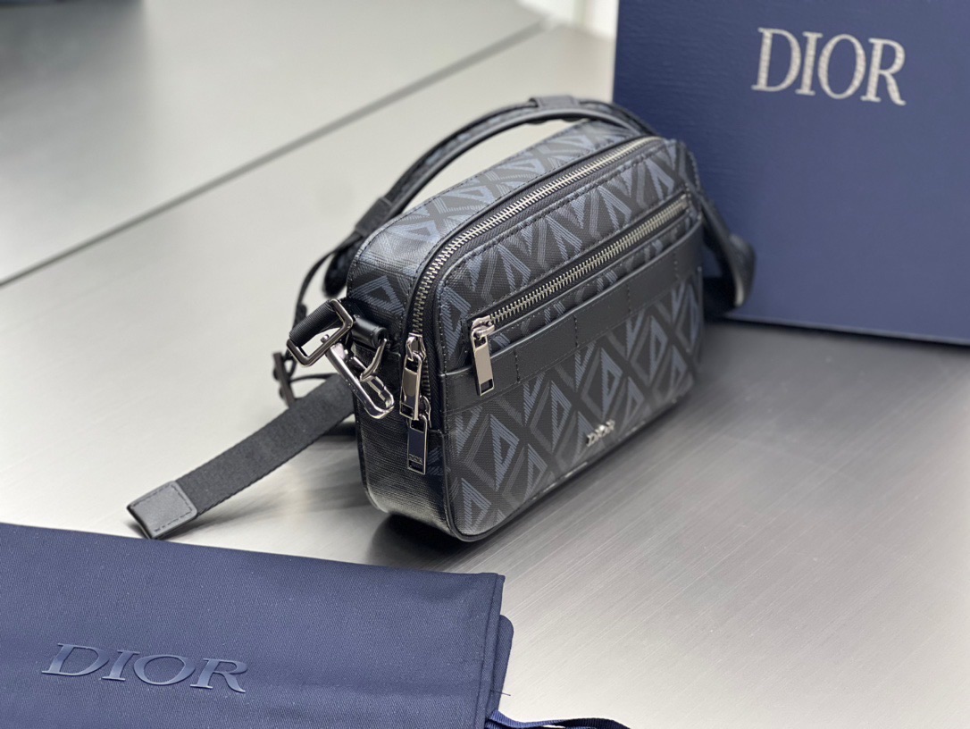 DIOR BAG - Túi Dior Black CD Diamond Canvas (Black) [Mirror Quality]