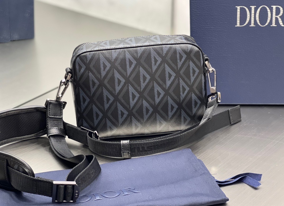 DIOR BAG - Túi Dior Black CD Diamond Canvas (Black) [Mirror Quality]