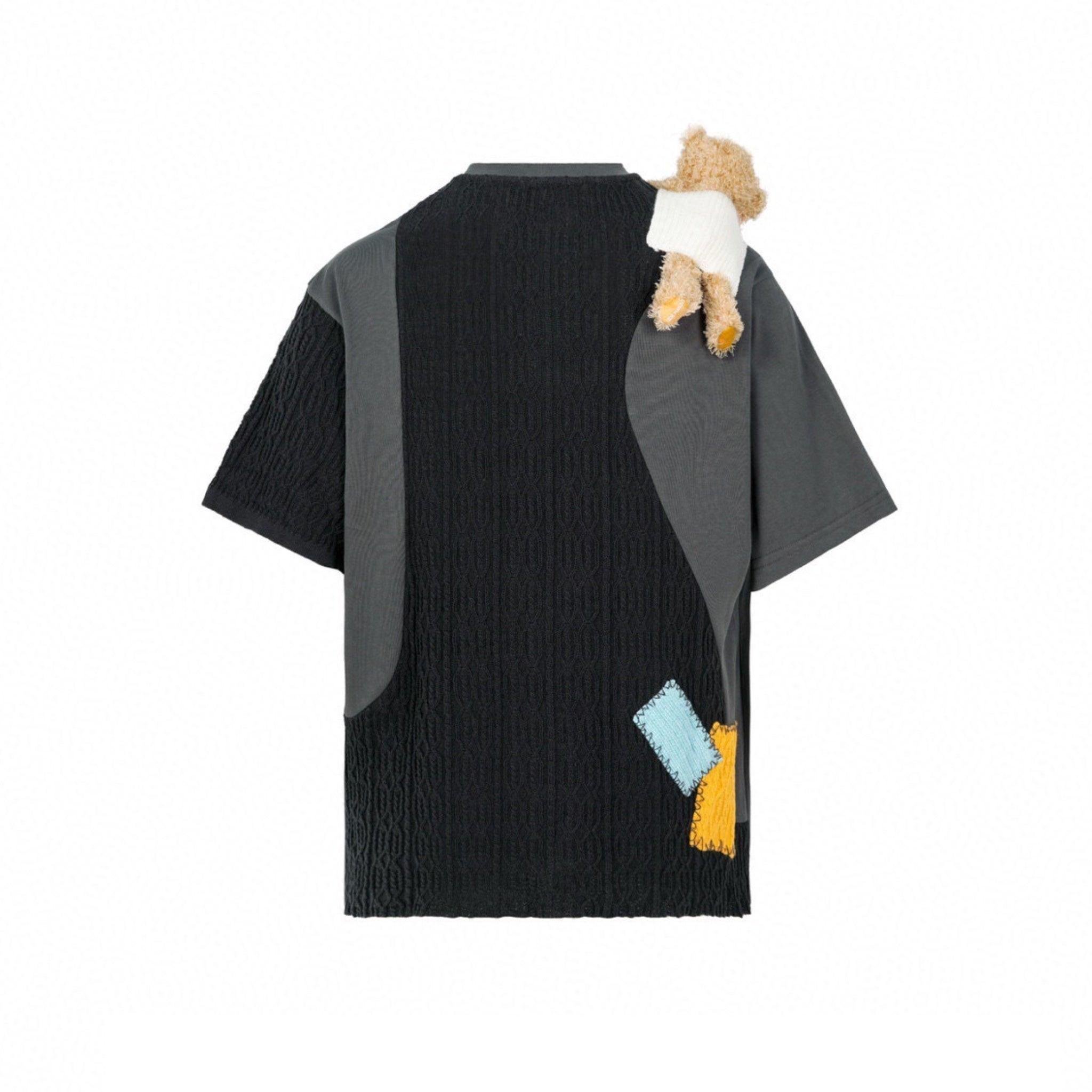 13DE MARZO TEE - Áo Thun 13De Marzo Shoulder Bear Knit Patch Obsidian (Black) Best Quality