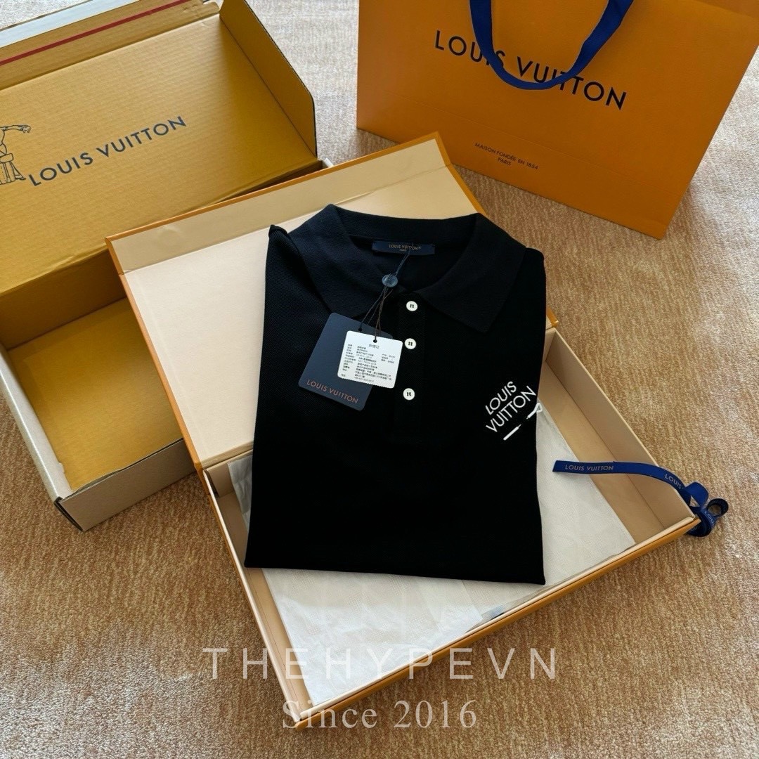 Áo Polo Louis Vuitton LV Signature Logo SS24 (Black) [Mirror Quality]