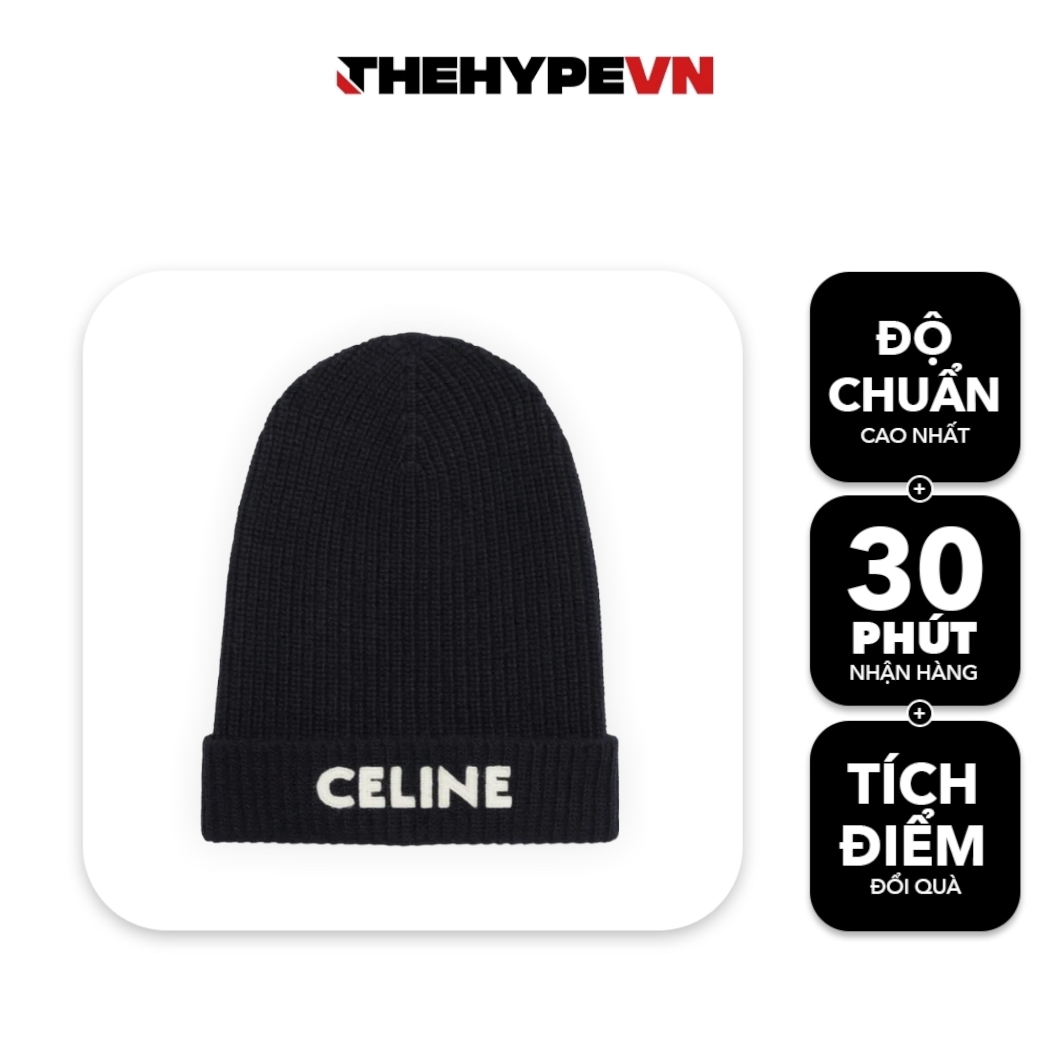 CELINE BEANIE - Mũ Beanie Celine (Black) [Mirror Quality]