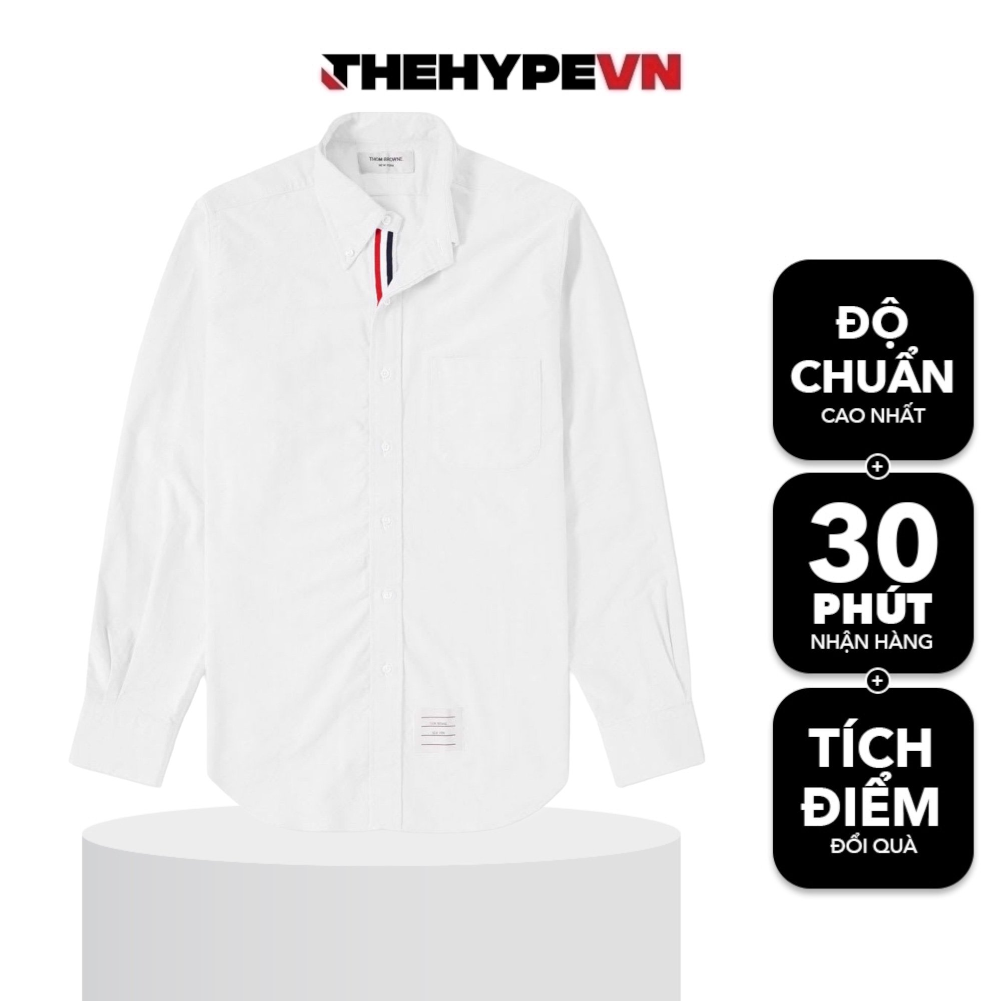 ÁO SƠ MI THOM BROWNE TB CLASSIC GROSGRAIN PLACKET OXFORD (SỌC DỌC)