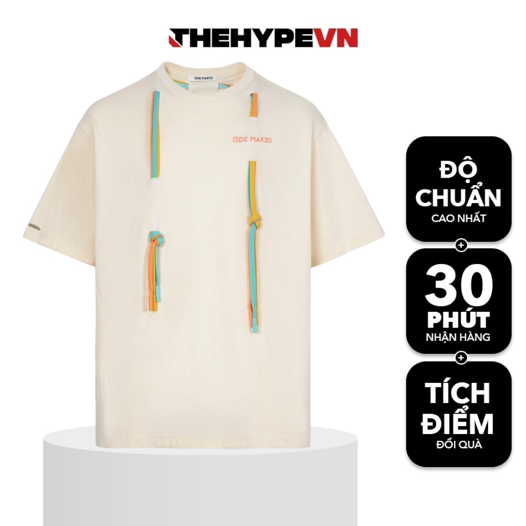 13DE MARZO TEE - Áo Thun 13De Natural Colorful Ribbon (Beige) Best Quality