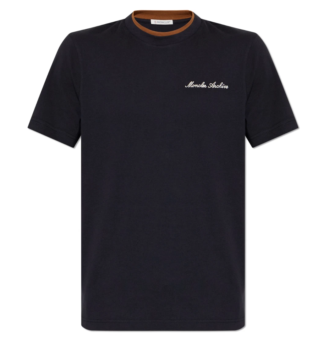 ÁO THUN MONCLER EMBROIDERED LOGO ARCHIVIO (NAVY)