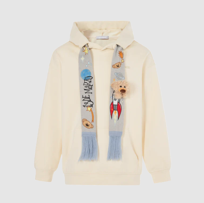Áo Hoodie 13De Marzo Space Image Scarf (Beige) Best Quality
