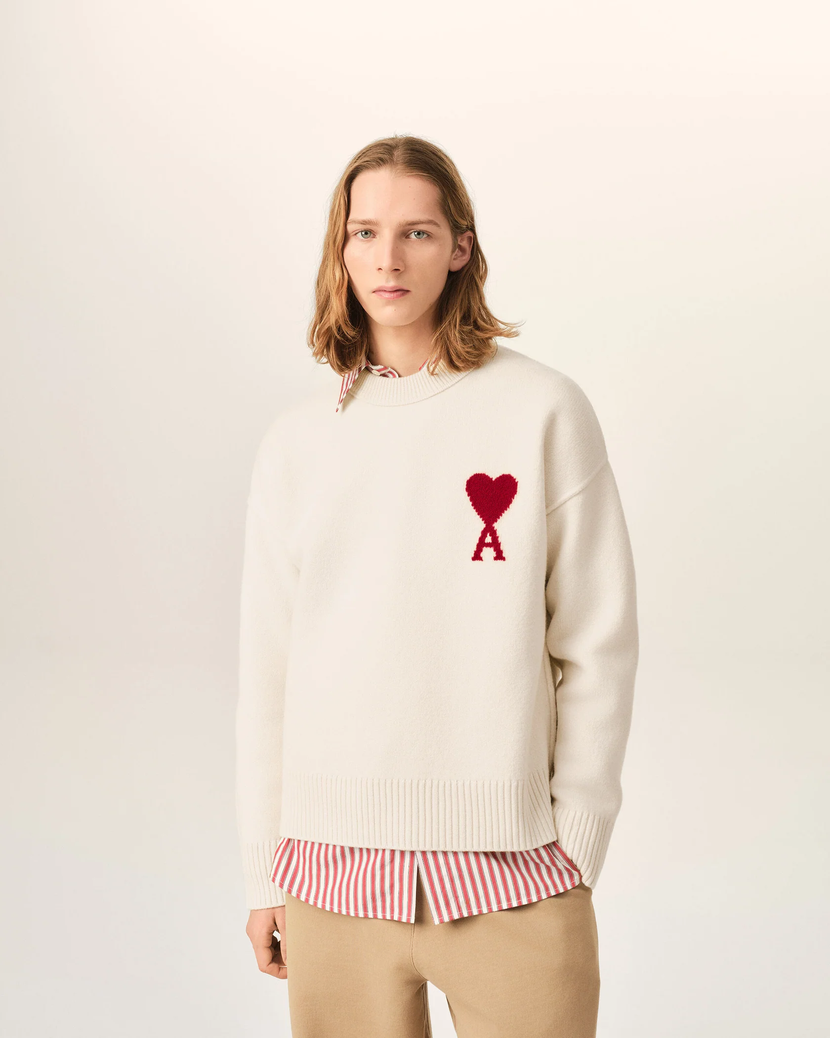 ÁO SWEATER AMI PARIS BIG HEART WOOL (WHITE)