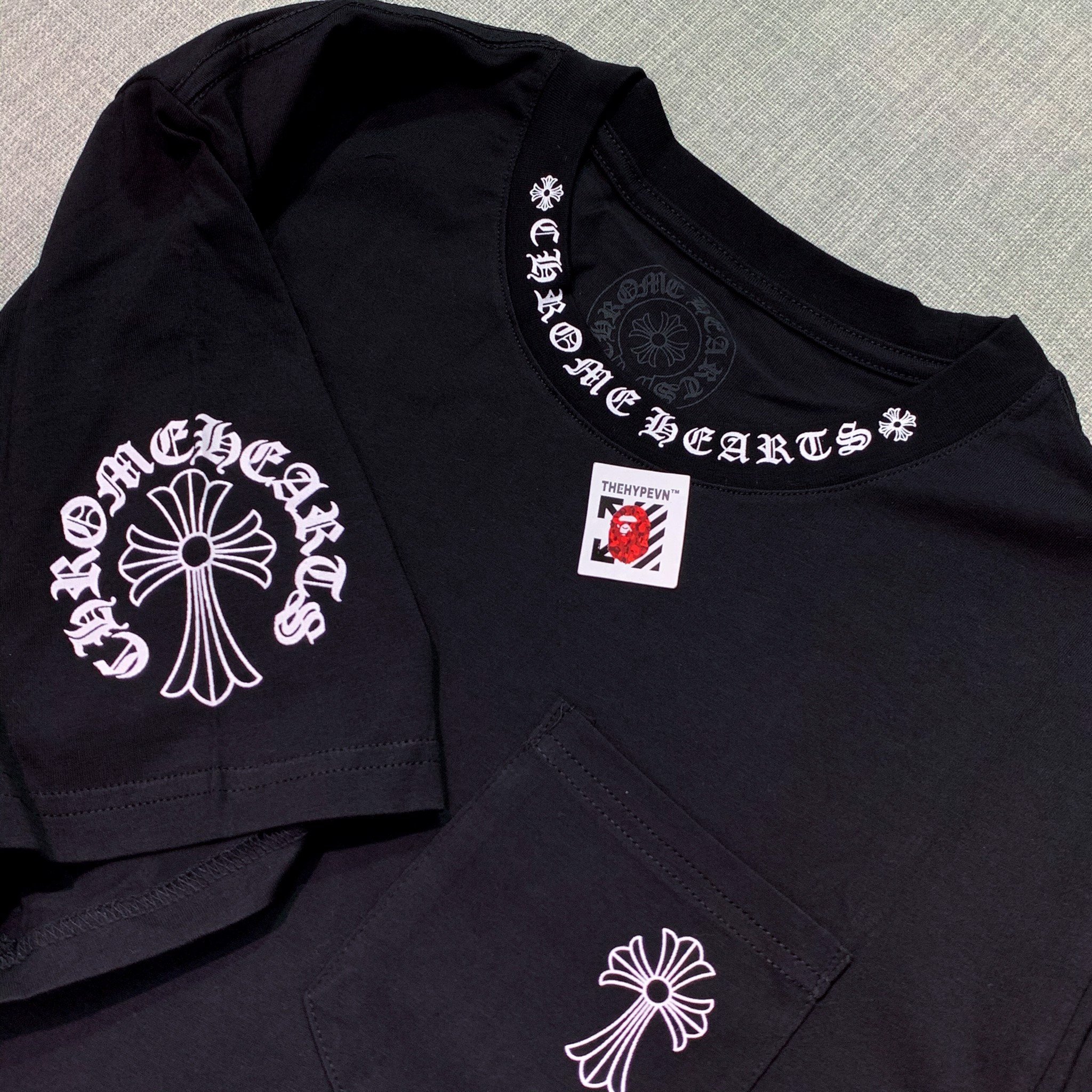 CH TEE- Áo Chrome Hearts Collar Script Cross (black) [Mirror Quality]