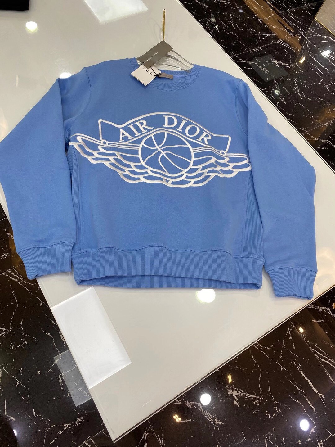DIOR SWEATER- Áo tay dài Dior x AIr Jordan (Blue Light ) [Mirror Quality]