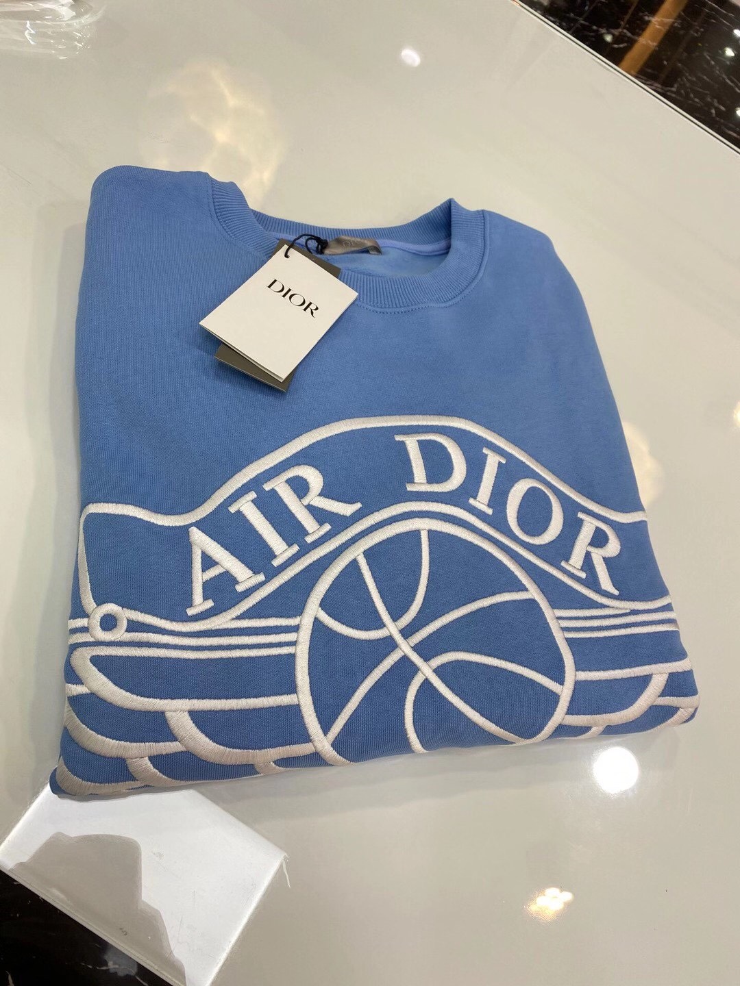 DIOR SWEATER- Áo tay dài Dior x AIr Jordan (Blue Light ) [Mirror Quality]