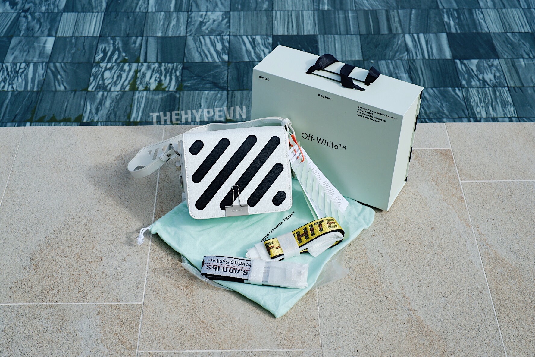 OFF-WHITE BAG - Túi Oblique Stripes (White) [Mirror Quality]