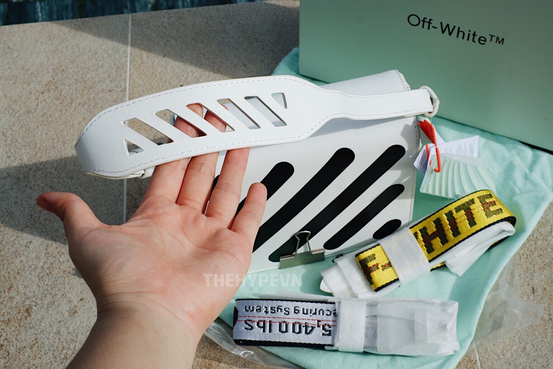 OFF-WHITE BAG - Túi Oblique Stripes (White) [Mirror Quality]