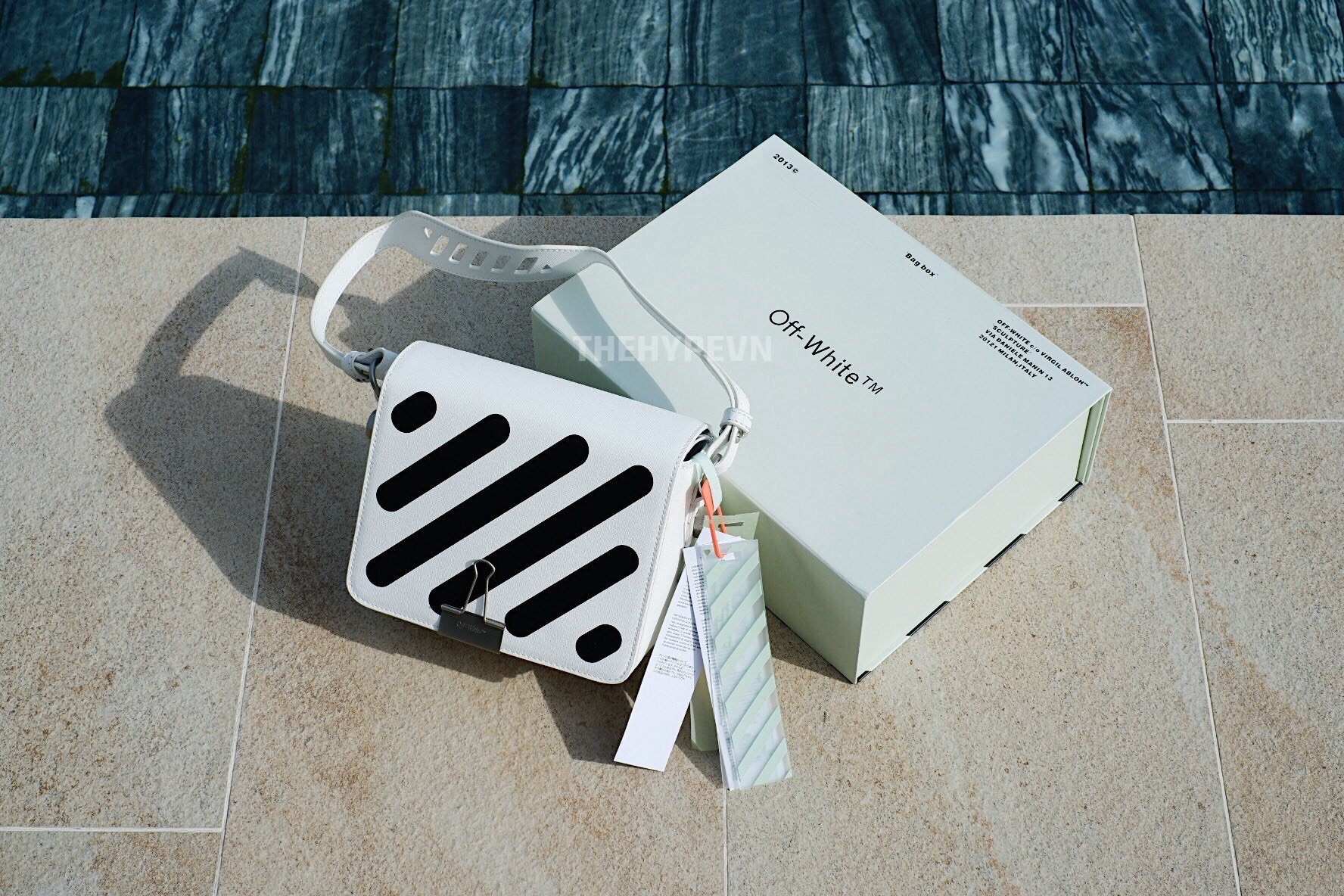 OFF-WHITE BAG - Túi Oblique Stripes (White) [Mirror Quality]