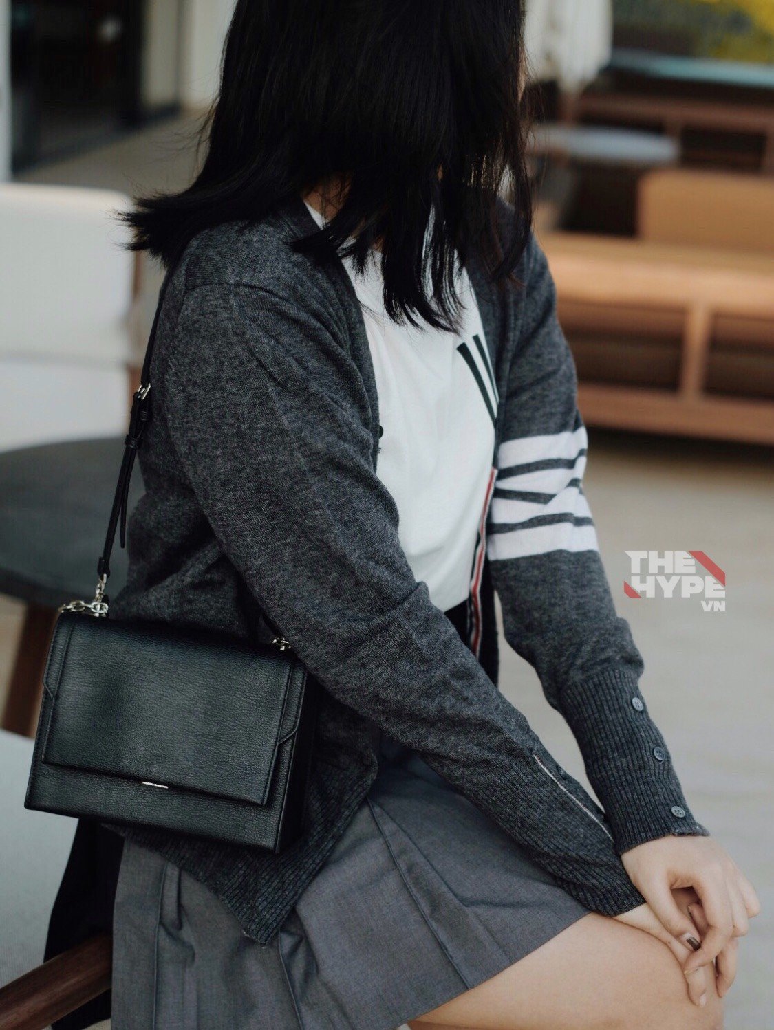 THOM BROWNE CARDIGAN - Áo khoác Thom Browne 4 bar stripe ( Dark Grey) [Mirror quality]