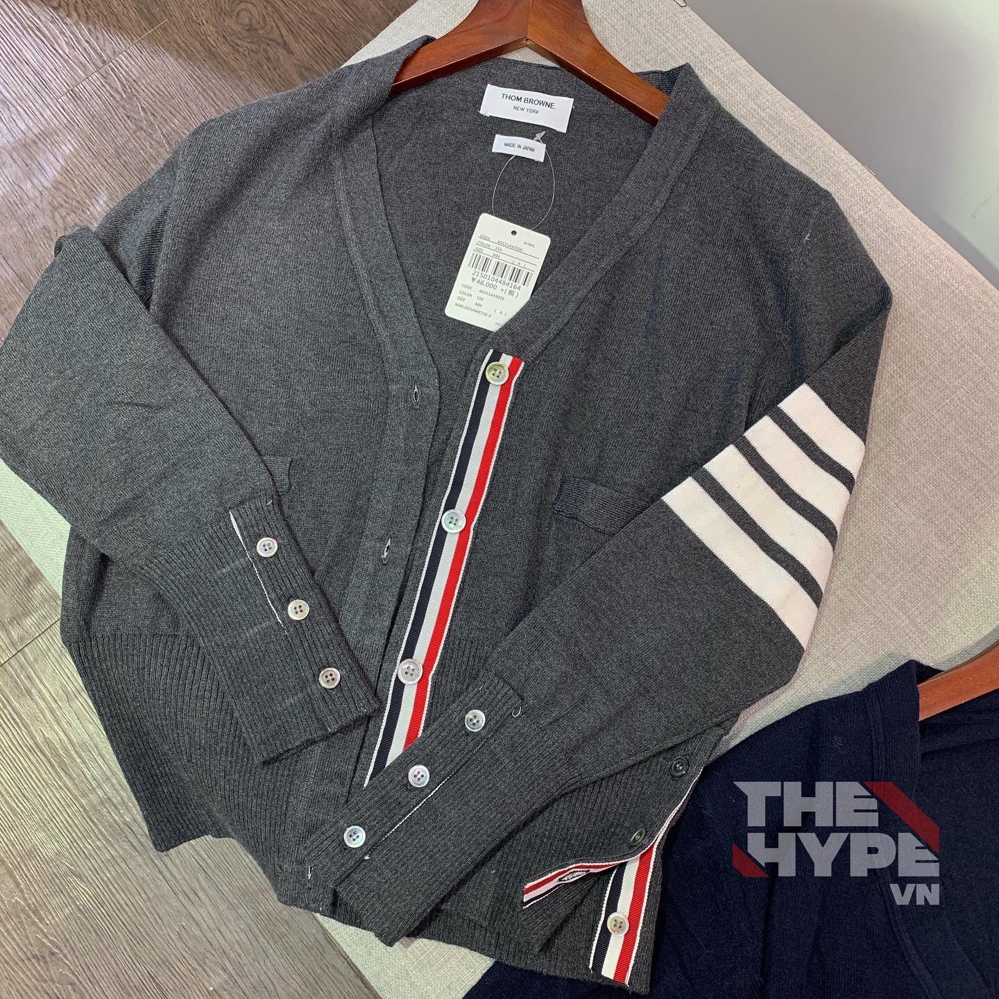 THOM BROWNE CARDIGAN - Áo khoác Thom Browne 4 bar stripe ( Dark Grey) [Mirror quality]