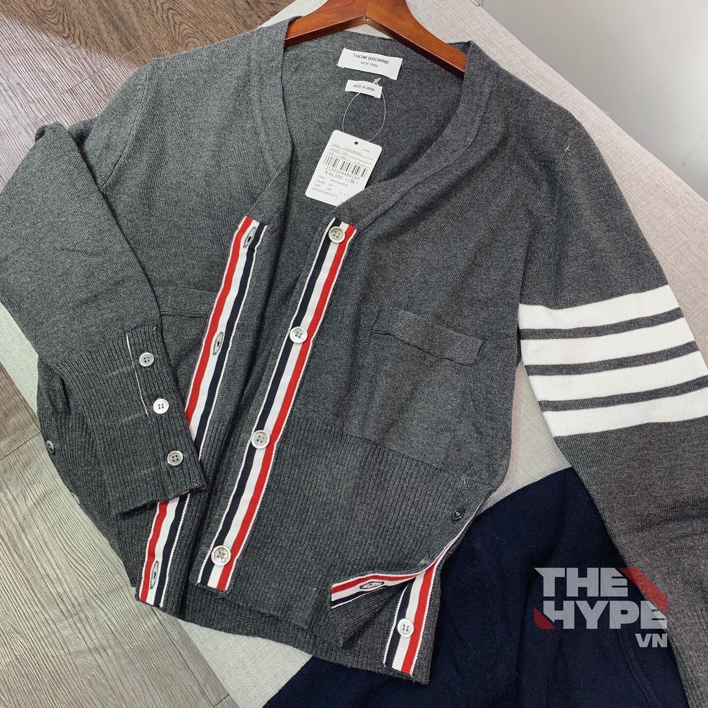 THOM BROWNE CARDIGAN - Áo khoác Thom Browne 4 bar stripe ( Dark Grey) [Mirror quality]